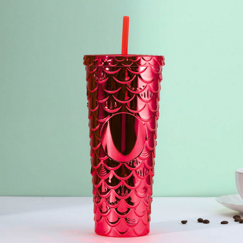 Termo Multifuncional Vaso Texturizado Diseño De Sirena 750ml Rojo