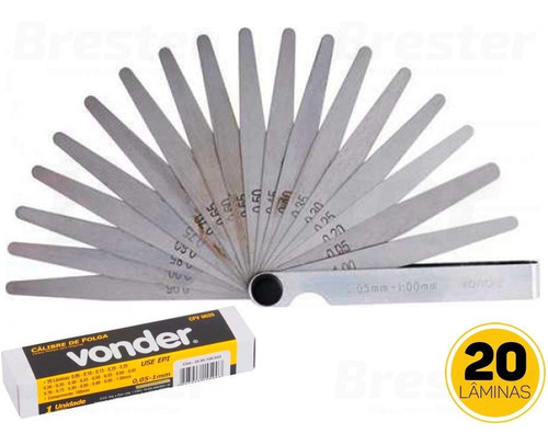 Calibre De Folga 20 Lâminas P/ Regular Válvulas, Velas E Etc