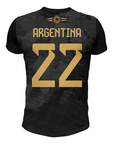 Imagen 2 de 2 de Remera Argentina Mundial Negra Mod 12