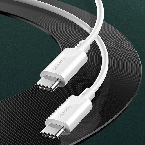 Imagen 5 de 9 de Cable Tipo C A Tipo C Baseus 20v 5a 100w 150cm Blanco