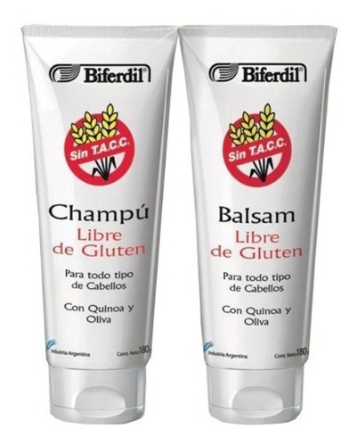 Biferdil Shampoo + Balsam Libre Gluten Apto Celiacos X180g 