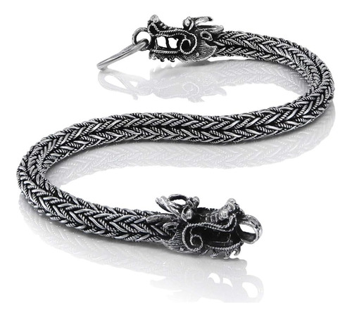 Dragons Pulsera Y Cadena De Plata De Ley 925 Maciza Pesada -