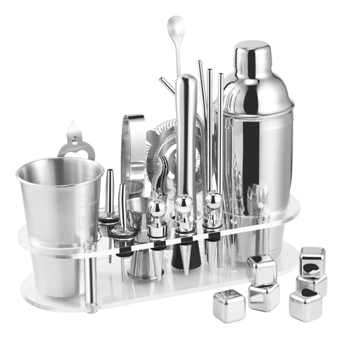 Kit Bartender 26 Utensilios De Bar 750 Ml Coctelera 50/25 Ml