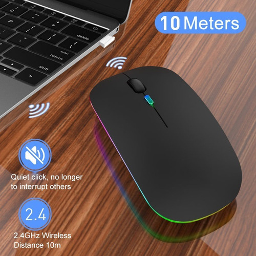 Imagen 3 de 10 de Retroiluminación Rgb Ratones Ópticos Recargable Gamer Mouse