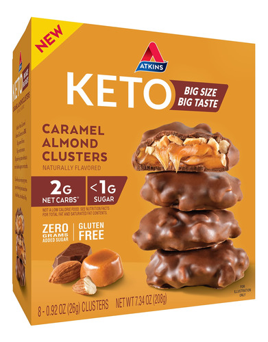 Atkins Keto Snack Caramelo Y Almendras Sin Azucar 20piezas