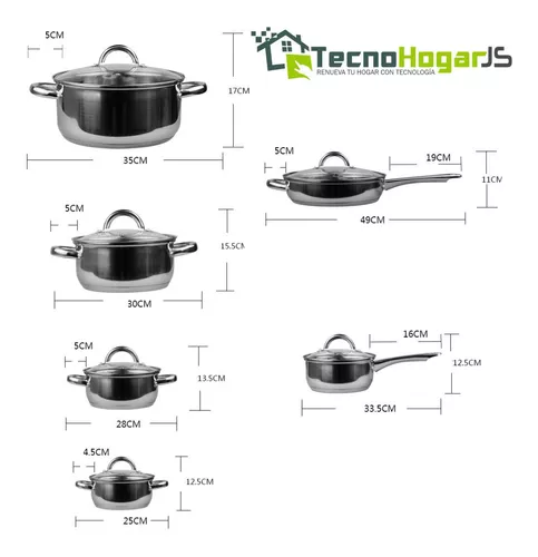 Juego Ollas Acero Quirurgico Bateria Cocina 12pz Hoffman - Megatronics  Electrodomésticos