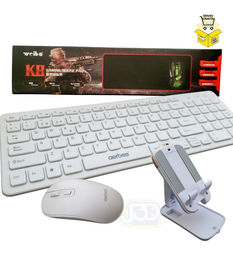 Teclado Mause Inalambrico Mause Pad Gamer Soporte Celular Pc