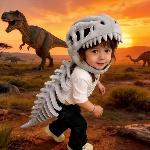 Costume Peluche Scheletro Dinosauro – Travestimento Per Bambini E Adulti – Perfetto Per Halloween, Feste A Tema, Casa Stregata E Riprese Cinematografiche