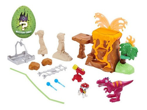 Paw Patrol Playset Volcán Con Dinosaurio Marshall Bombero