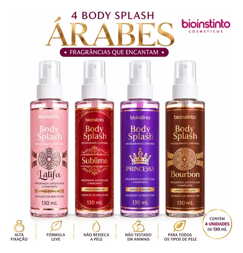 Kit 4 Body Splash Bio Instinto Árabes 130 Ml