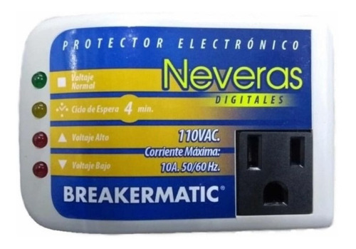 Imagen 1 de 10 de Protector Voltaje Para Neveras Digitales Breakermatic 110v 