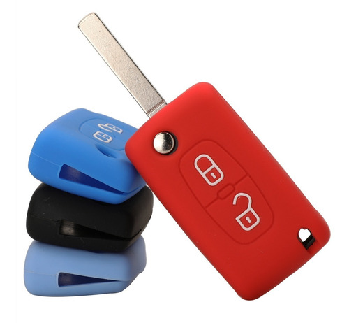Imagen 3 de 6 de Cubre Volante + Funda Llave Silicona Citroen C4 - Negro