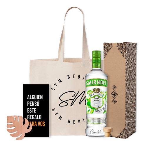 Combo Kit Smirnoff Vodka Green Apple 750ml Grabado