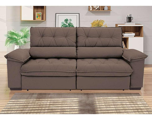 Sofá 3 Lugares Retrátil E Reclinável Piemont Suede Marrom... Cor Marrom