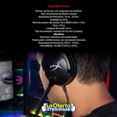 Imagen 8 de 9 de Audífonos gamer HyperX Cloud Stinger S HHSS1S-AA negro