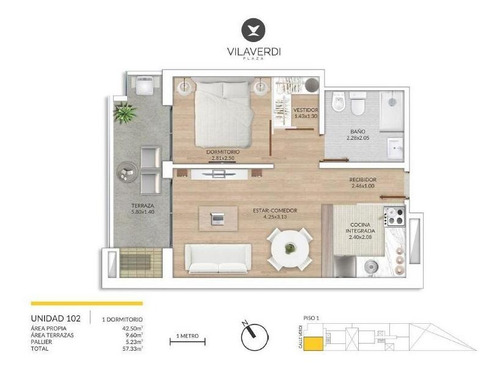 Apartamento 1 Dormitorio Primer Piso Al Frente, Terraza, Parrillero