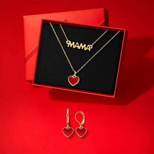Juego De Collar Y Aretes Finart Baño De Oro Regalo A Mamá Dorado