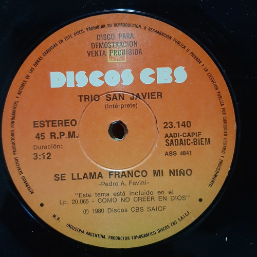 Simple Trio San Javier Xy Discos Cbs C26