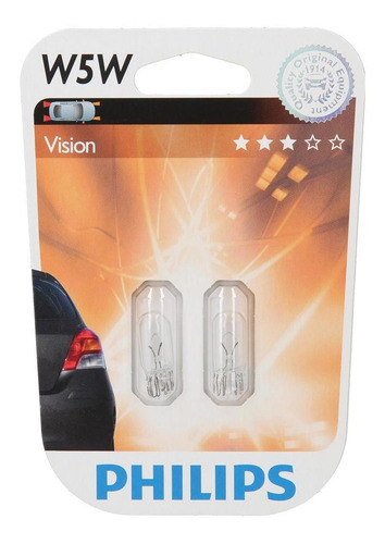 Imagen 2 de 4 de Set X2 Lampara Philips W5w (12961) 12v 5w W2 1x9 5d Universa