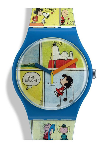 Reloj Swatch Snoopy Smak! So29z108 Unisex Ss Color de la malla Diseño Color del bisel Azul Color del fondo Diseño