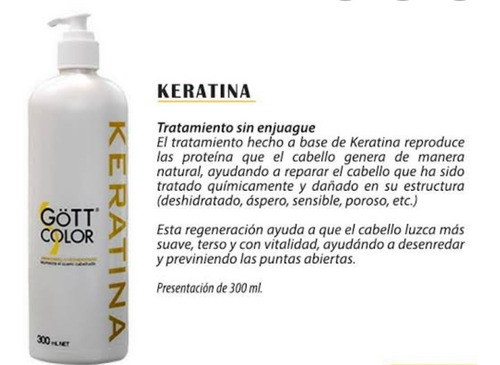 Keratina Gott Color Tratamiento Sin Enjuague Kit 2 Pza