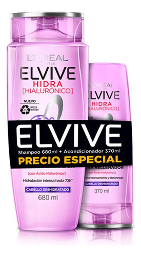 Pack Elvive Shampoo 680ml + Acondicionador Hidra Hialuronico