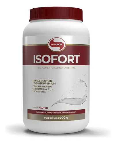 Whey Protein Isolado Isofort Neutro Pote 900g Vitafor