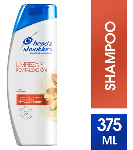  Shampoo Head & Shoulders Limpieza Y Revitalización Aceite De Argán 375ml