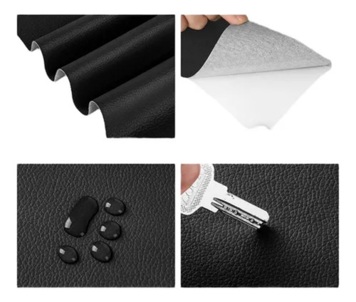 Parche Cuero Woo Repara Sillón Tapizado Autoadhesivo - X2 Negro Eco Cuero