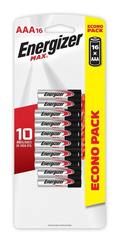 Pila Energizer Max Alcalina Aaa Con 16 Unidades 1.5v