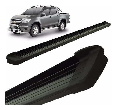 Estribos Aluminio Negro Bepo P/ Chevrolet S10 2016 2017 2018