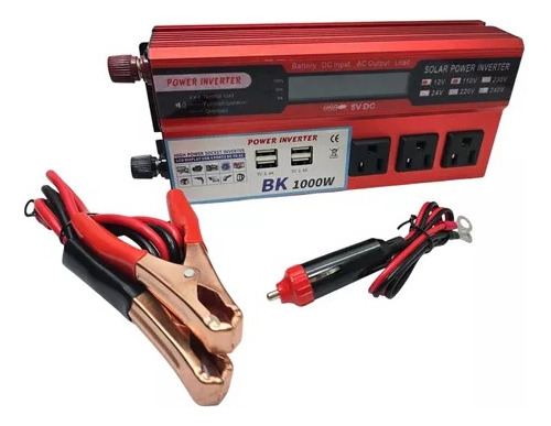 Inversor De Corriente 1000w, 3 Tomas 110v / 4 Usb 3448