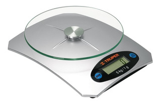 Báscula Digital 5kg Doméstica Gramera De Vidrio Truper 15160 Capacidad máxima 5 kg Color Plateado