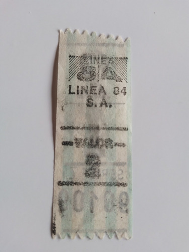 Boleto Colectivo Capicua 90109 Serie 17 Linea 84 (Usado)