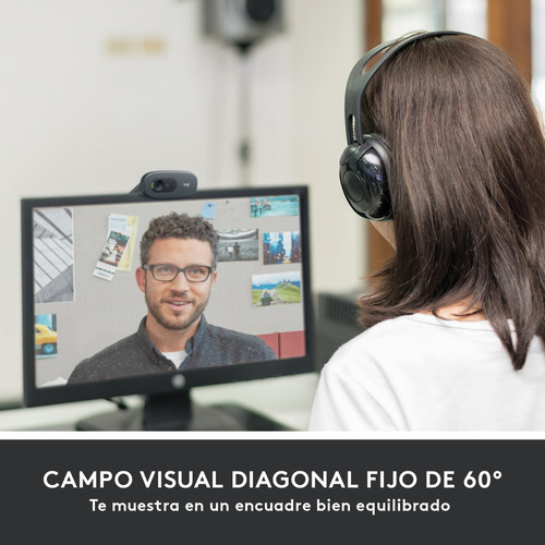 Cámara Web Hd Logitech C505 Webcam Color Unico Negro