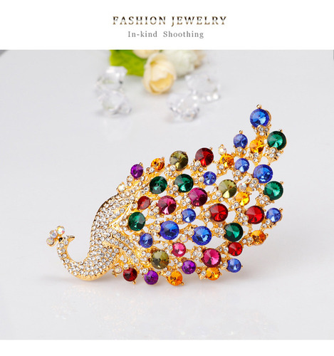 Ay Broche En Forma Pavo Real Con Diamantes De Imitación