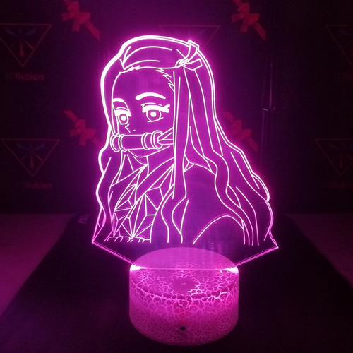 Imagen 2 de 11 de Lampara De Mesa Nezuko Kamado Base Agrietada