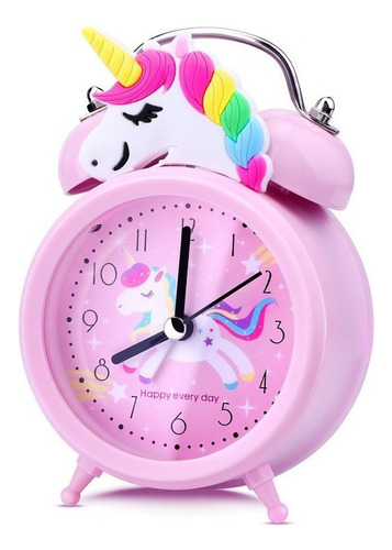 Reloj Despertador De Unicornio Para Niños Con Doble Campana