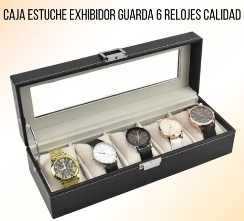 Caja Estuche Exhibidor Guarda 6 Relojes Calidad Premium Advenco