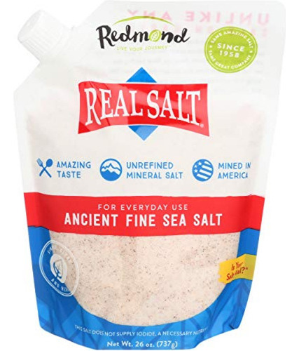 Redmond Real Salt - Sal Marina Fina Antigua, Sal Mineral Sin