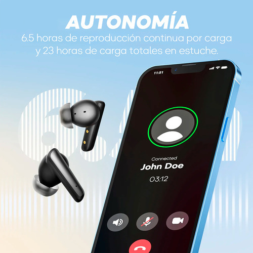Auriculares In-ear - Life Lite - Soundpeats - Negro - Bluetooth V5.3, Tws, 23 Horas De Batería En Estuche, 4 Micrófonos, Cancelación De Ruido Para Llamadas Enc, Modo Gamer, Control Táctil, Ipx4.