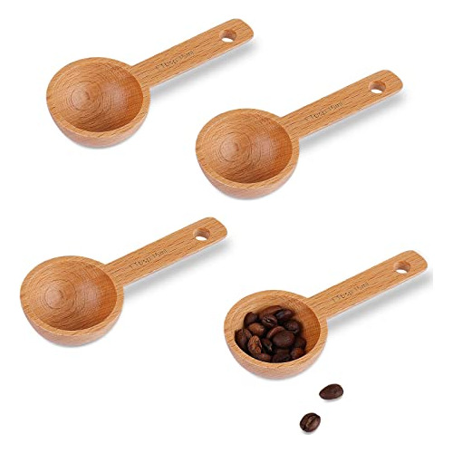 Juego De 4 Cucharas Medidoras De Café De Madera De Hay...