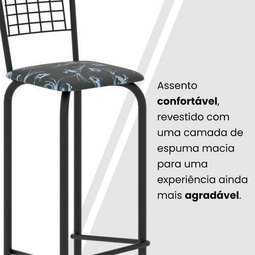 Kit Com 2 Banquetas Tubular Iza 96x36x41 Cm