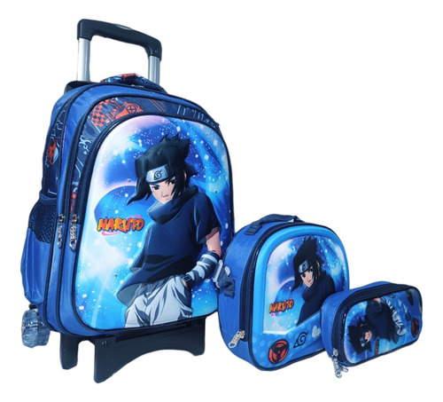 Kit Mochila Primaria Naruto Lonchera+lapicera+ Audifonos
