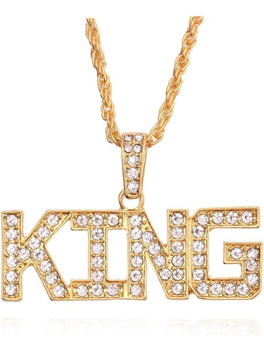 Colgante Rufuni Hip Hop King Queen Bling Iced Out Dorado