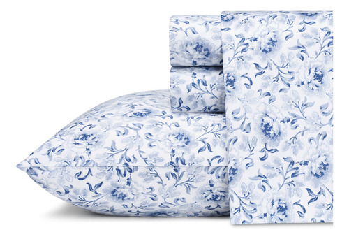 Juego De Sabanas Laura Ashley Home Lorelei, Rey, Azul, 4 Pi