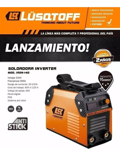 Soldadora Inverter Lusqtoff Iron 140 Máscara Fotosensi Combo