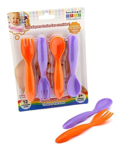 Imagen 2 de 3 de Cubiertos Para Bebés Baby Innovation X 12 Unidades + 9 Meses