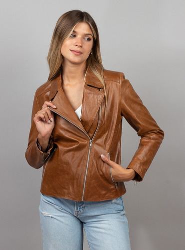 Campera De Cuero Vacuno Legítimo - Rockera - Rg Cueros