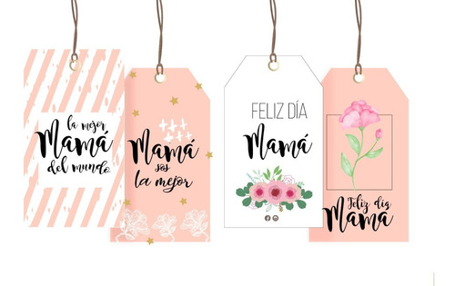 100 Tags Etiquetas Dia De La Madre Papel Ilustracion 300gr